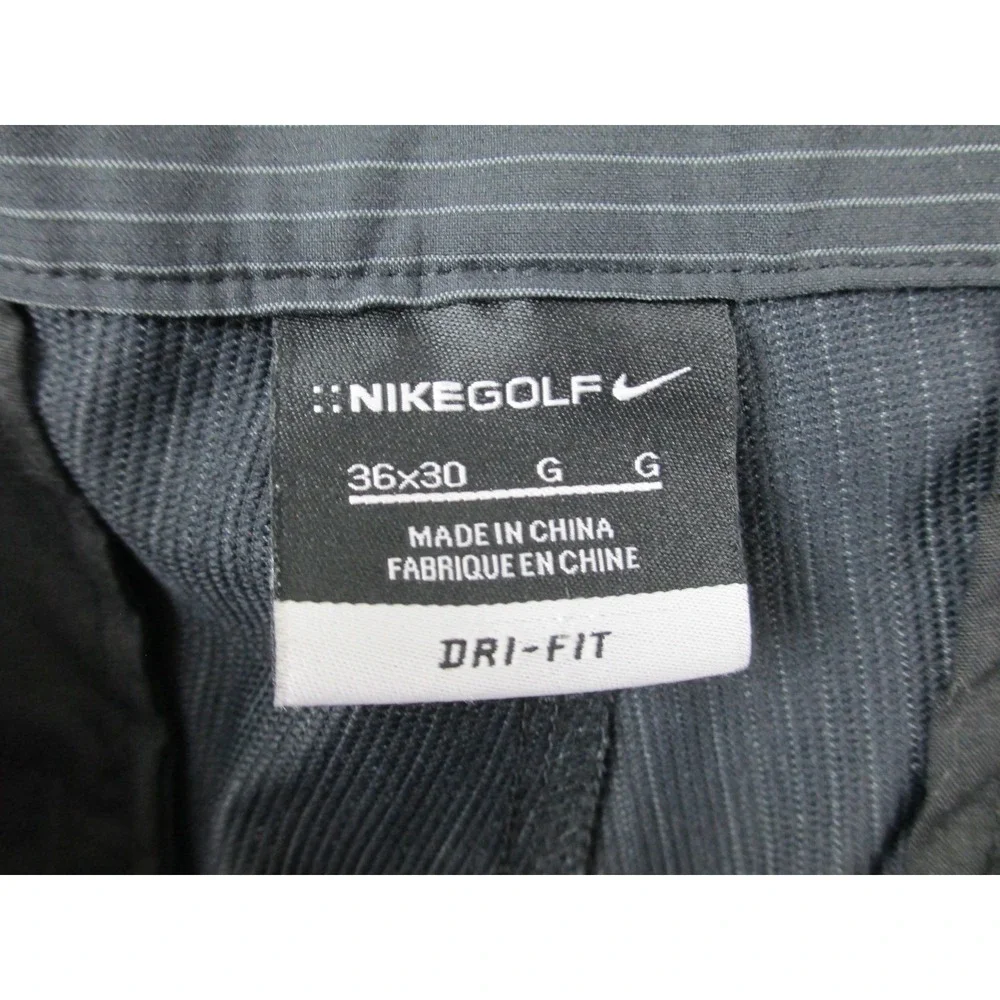 Nike Pants Mens 36 Black Chino‎ Pinstripe Preppy Lightweight Golf DriFit 36X30*